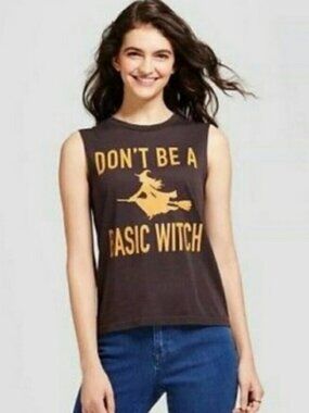 NWOT Fifth and Sun Don't Be A Basic Witch Black Tank Size XL